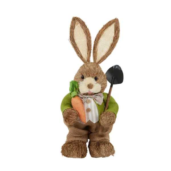 Green Mason Bunny With Shovel Straw - 17cm x 45cm