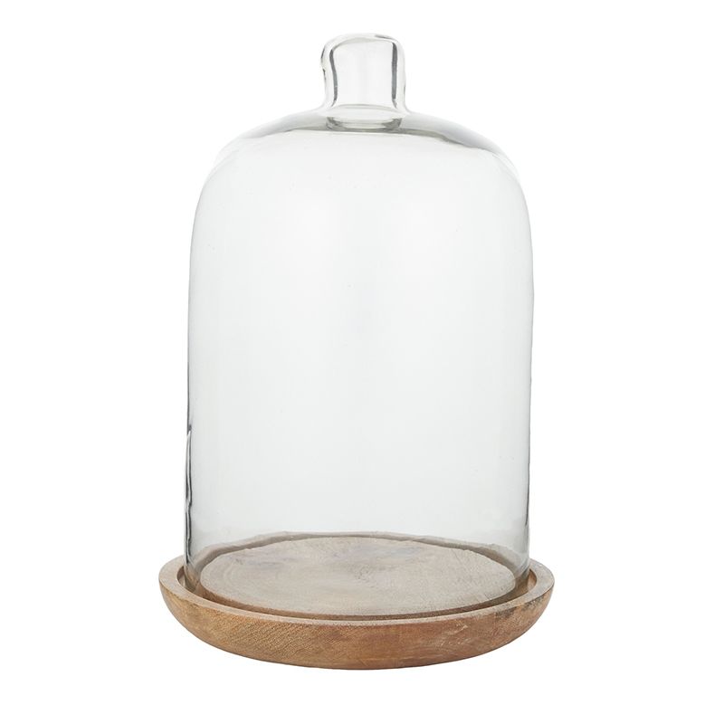 Natural Cyrus Wood Glass Cloche - 25cm x 39cm