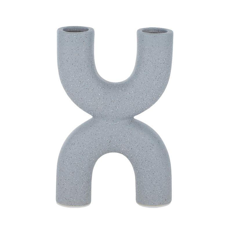 Light Grey Kika Ceramic Vase - 16cm x 4cm x 20cm
