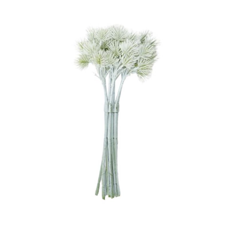 White & Grey Thorn Ball Flower Bunch - 34cm
