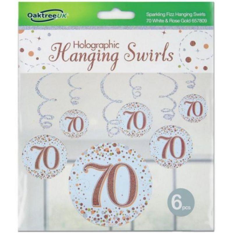 6 Pack Sparkling Fizz Rose Gold 70 Hanging Swirls