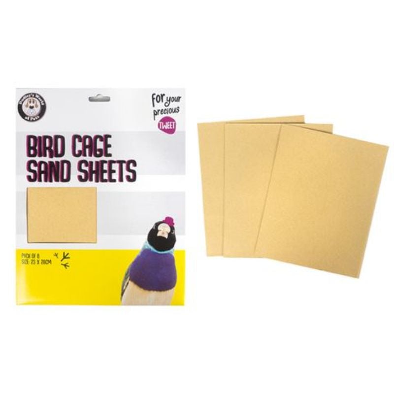 8 Pack Bird Cage Sand Sheets - 23cm x 28cm