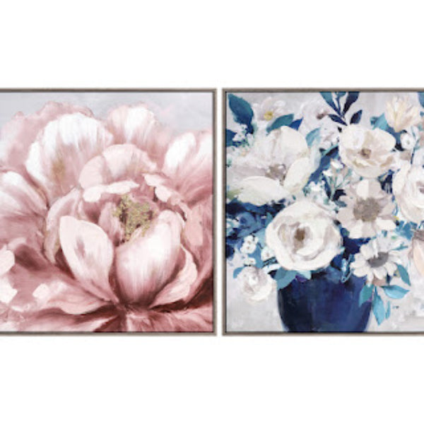 Floral Printed Canvas With Tinted Gel - 62.2cm x 62.2cm x 4.5cm