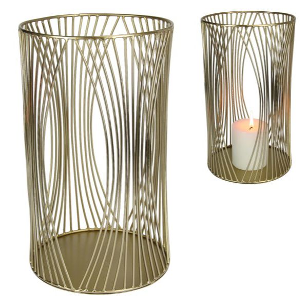 Gold Metal Pillar Candle Holder - 28cm
