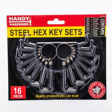 16 Piece Steel Hex Key Set - The Base Warehouse