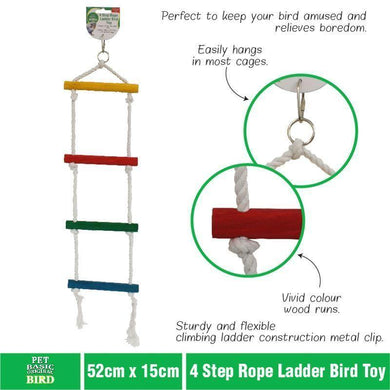 4 Step Rope Ladder Bird Toy - 52cm x 15cm - The Base Warehouse