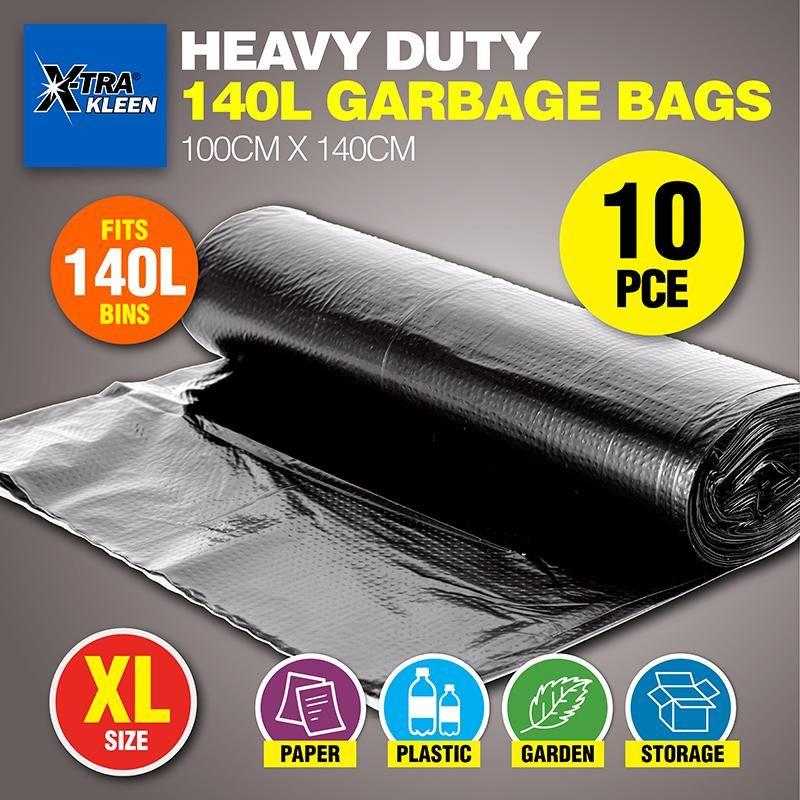 10 Pack Heavy Duty Garbage Bags - 140L