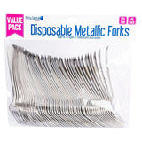 Load image into Gallery viewer, 48 Pack Metallic Disposable Cutlery Forks - 17.5cm