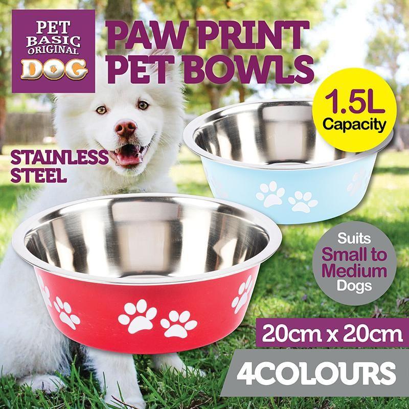 Coloured Stainless Steel Pet Bowl - 20cm
