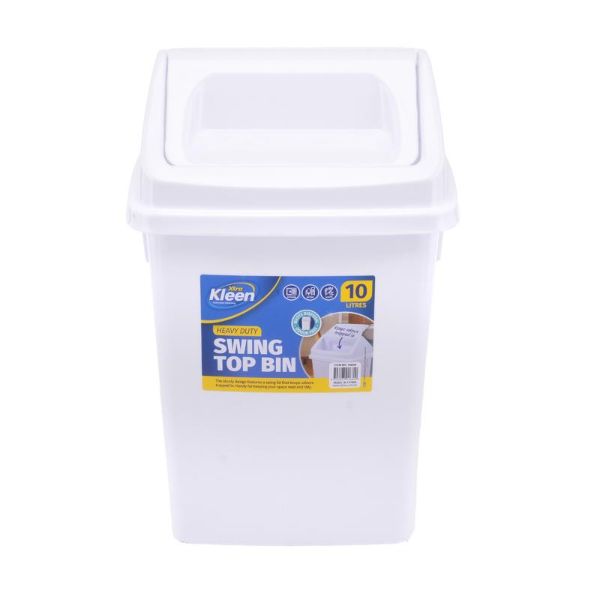 White Swing Top Bin - 10L