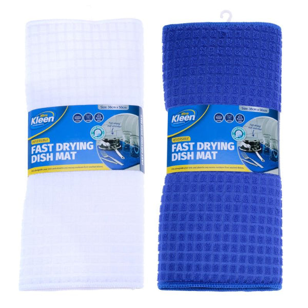 Blue & White Dish Drying Mat - 38cm x 50cm