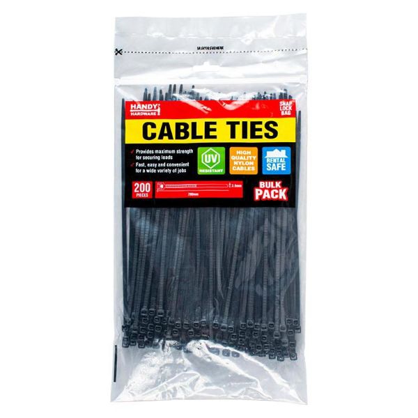 200 Pieces High Quality Cable Ties - 20cm x 3.6mm