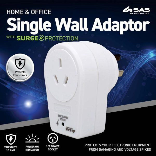 White 240V 10A Max Load 2400W Single Wall Adaptor