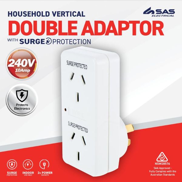 Double 240V Vertical Wall Adaptor