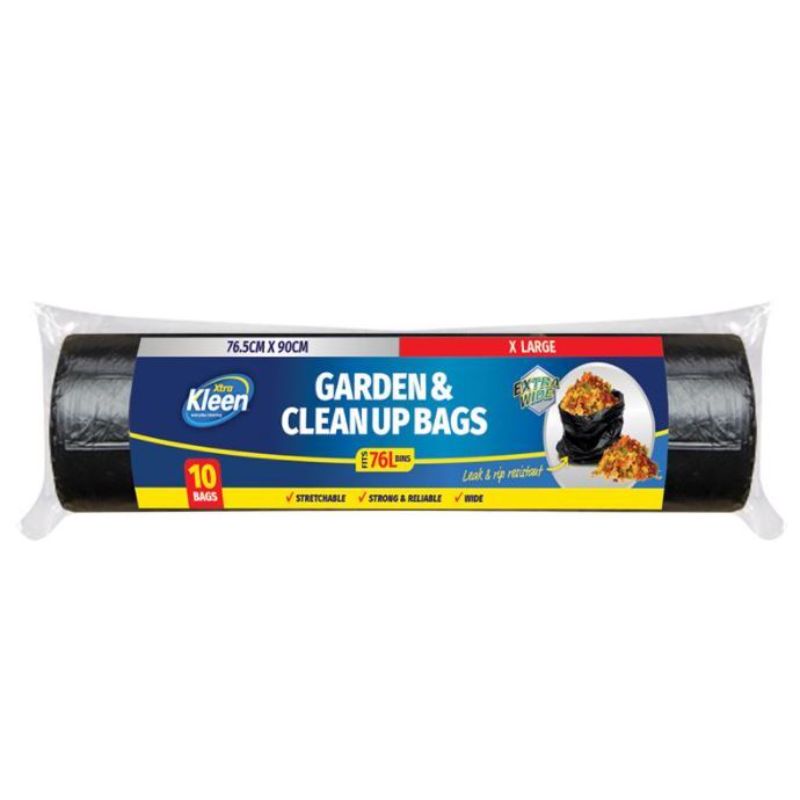 10 Pack Black Extra Large Garbage Bag 76L - 76.5cm x 90cm
