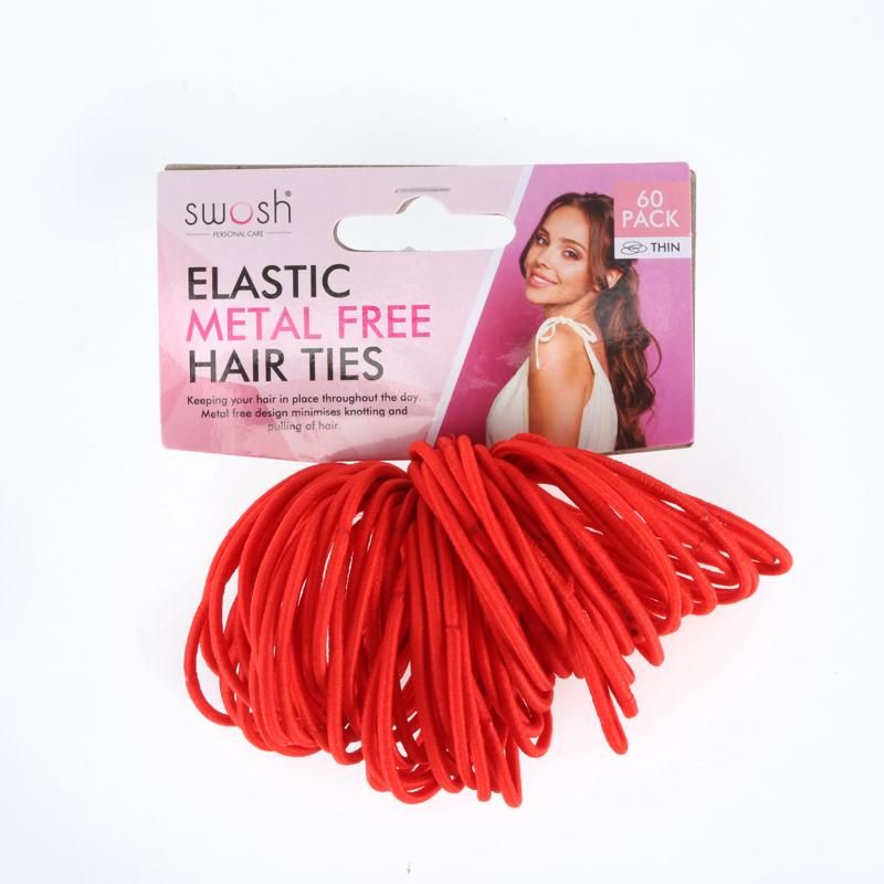 60 Pack Hair Elastic Metal Free Thin Hair Ties