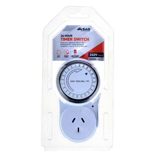 White 24 Hour Switching Period 15 Minutes Intervals 240V - 12cm x 7cm