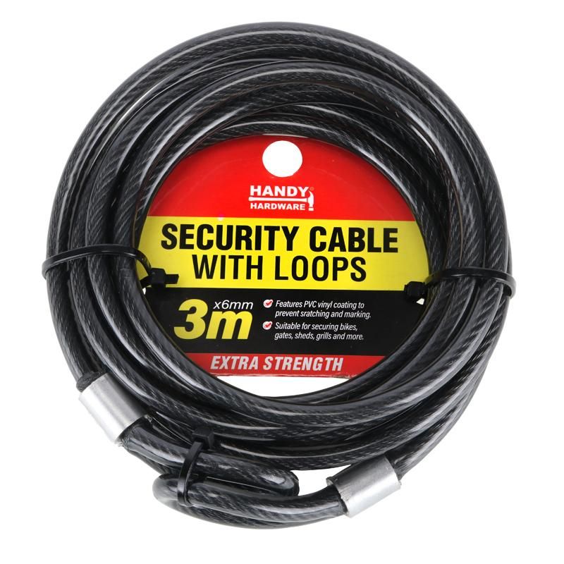 PVC Coated Security Cable With Loops - 3m
