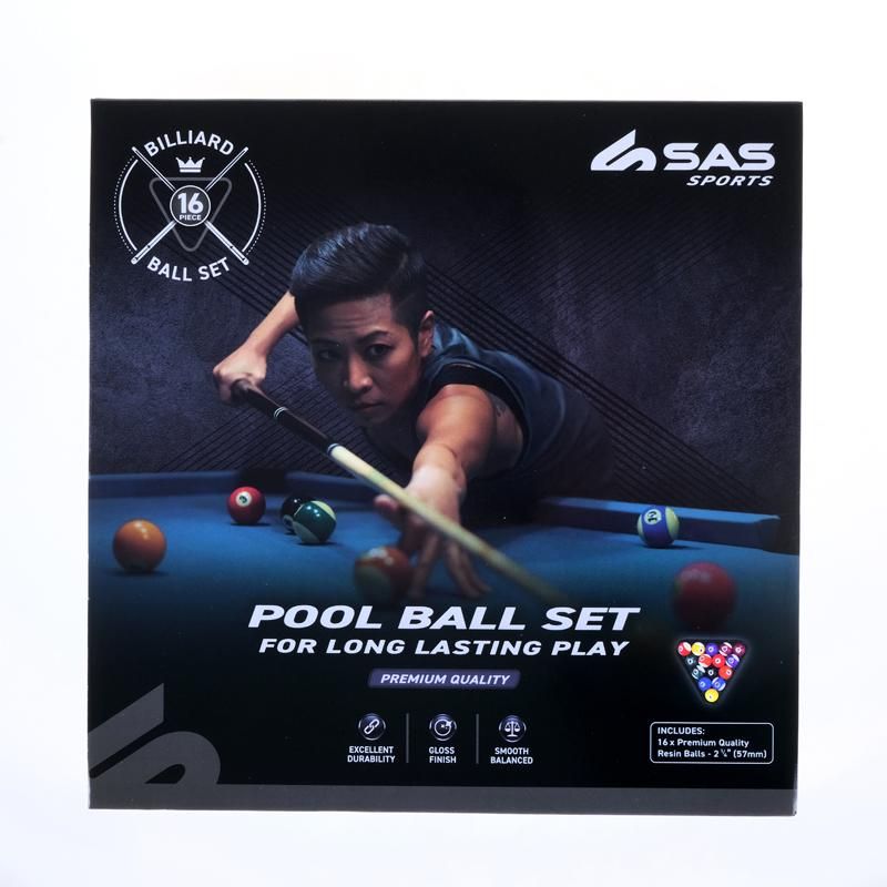 16 Piece Pool Ball Boxed Set - 5.7cm Resin Balls