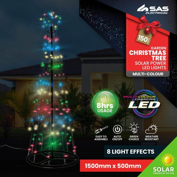 Garden Christmas Tree Solar Power LED Lights - 150cm x 50cm