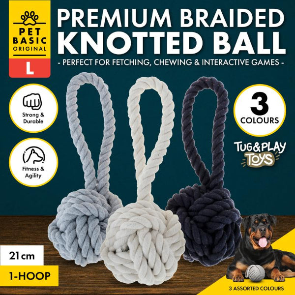 Large Rope Tug Toy with Ball - 21cm x 8.8cm