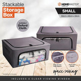 Load image into Gallery viewer, Grey Fabric Foldable 44L Storage Box With Clear Window - 50cm x 40cm x 22cm
