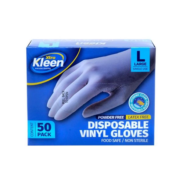 50 Pack Large Vinyl Disposable Gloves
