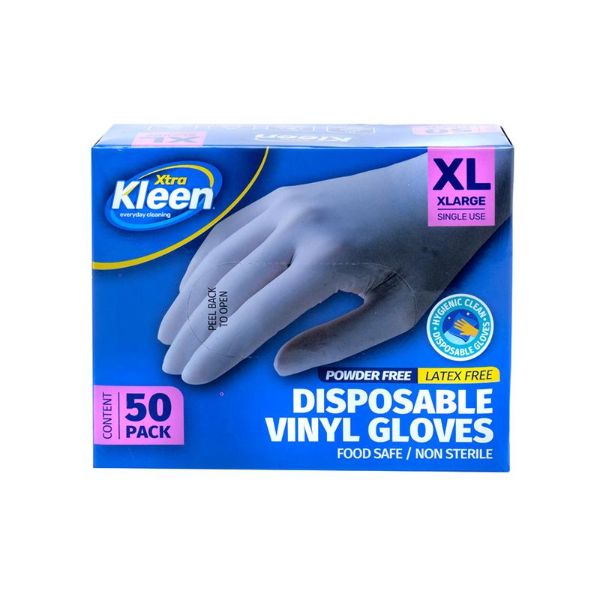 50 Pack X-Large Vinyl Disposable Gloves