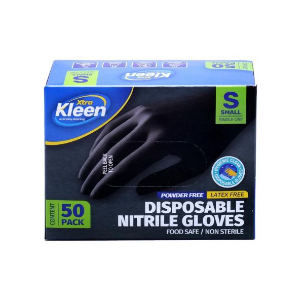 50 Pack Black Small Powder Free Disposable Gloves