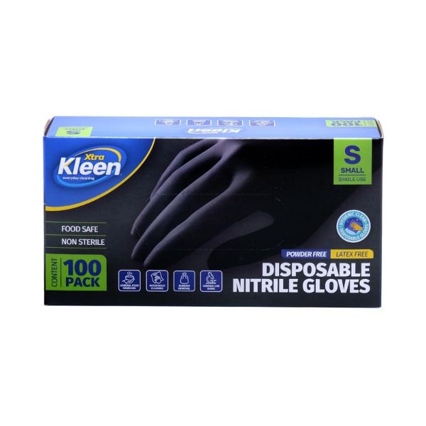 100 Pack Black Small Powder Free Disposable Gloves
