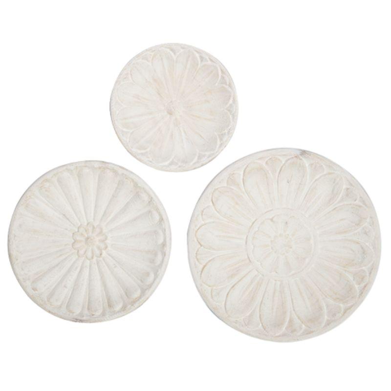 Milk Carved Wood Tray Set