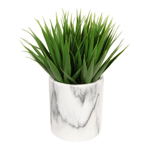 Grass In Marble Pot - 21cm