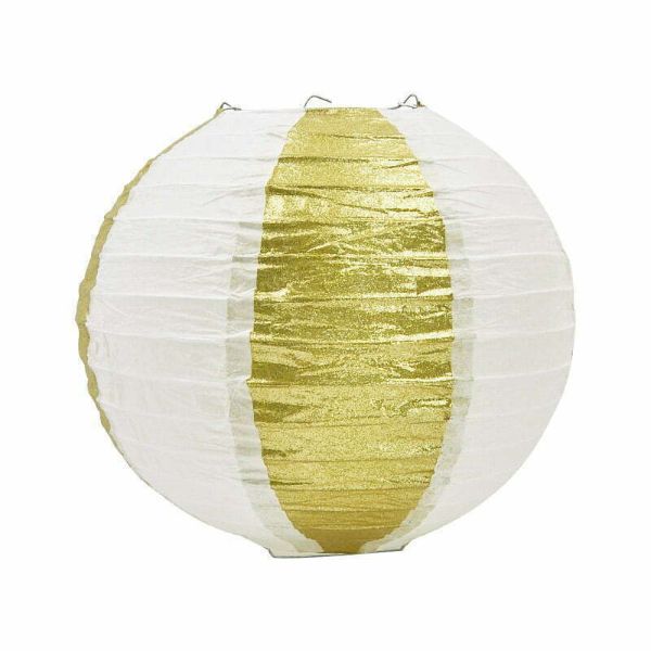 Gold Glitter Round Paper Lantern - 25cm