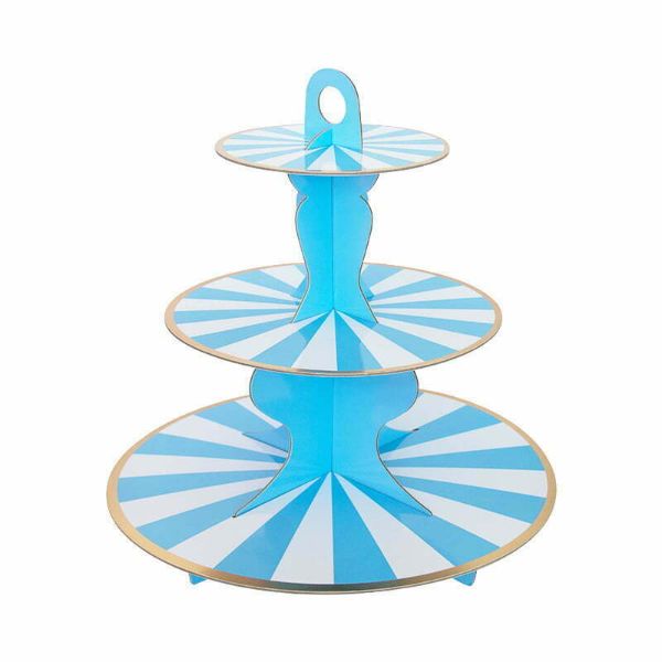 4 Tier Eco Blue Striped Cake Stand