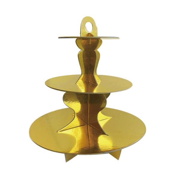 3 Tier Gold Cake Stand - 40.5cm x 35cm x 31cm