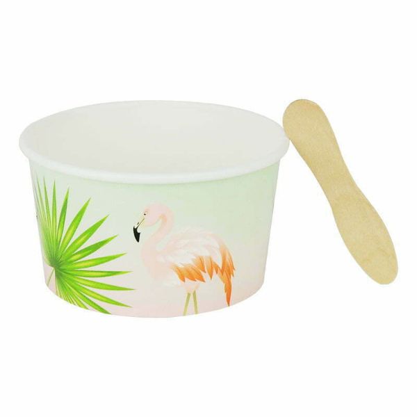 8 Pack Flamingo Paper Tubs - 10cm x 7cm