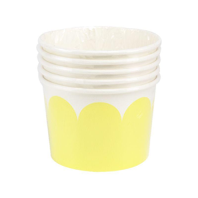 5 Pack Yellow Paper Bowls - 10.5cm x 7.5cm