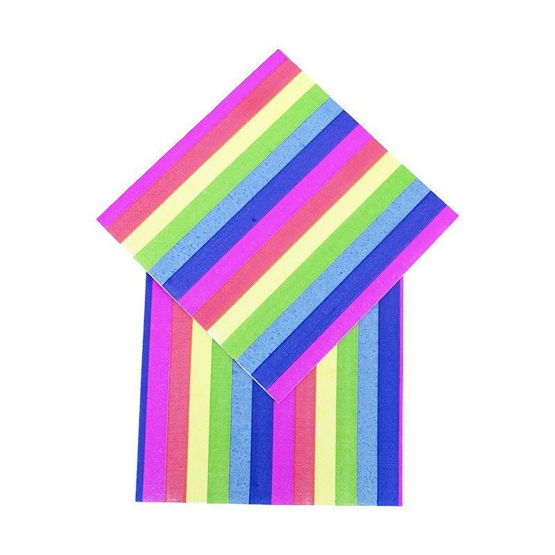 16 Pack Rainbow Napkins - 33cm x 33cm