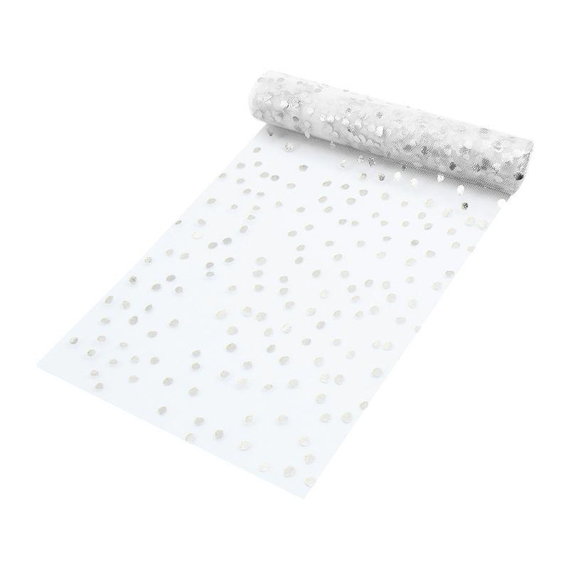 Glitter Silver Net Table Runner - 30cm x 3m