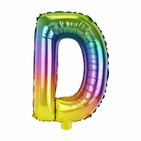 Rainbow Letter D Foil Balloon - 36cm