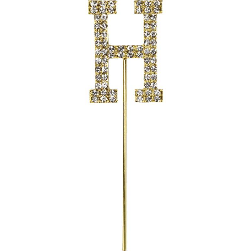 Gold Diamante Letter H Cake Topper - 10.5cm