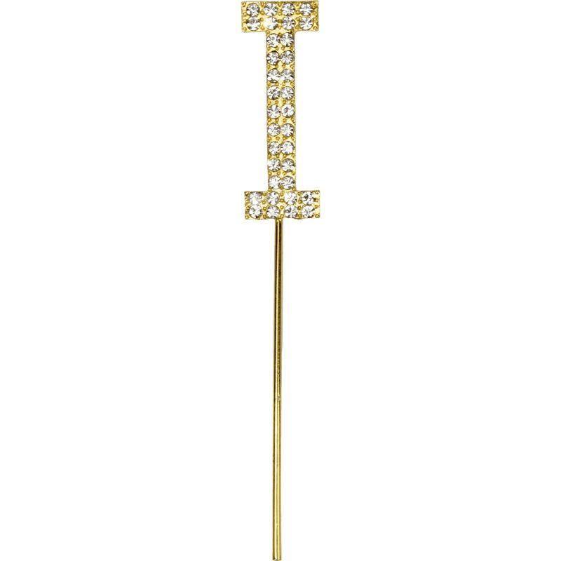 Gold Diamante Letter I Cake Topper - 10.5cm - The Base Warehouse