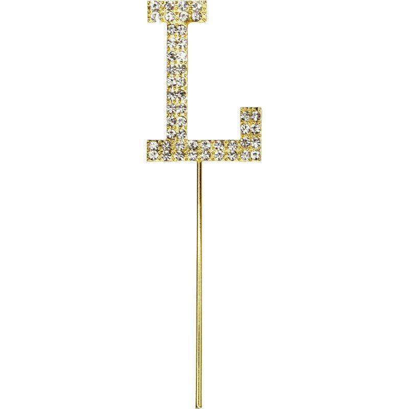 Gold Diamante Letter L Cake Topper - 10.5cm - The Base Warehouse