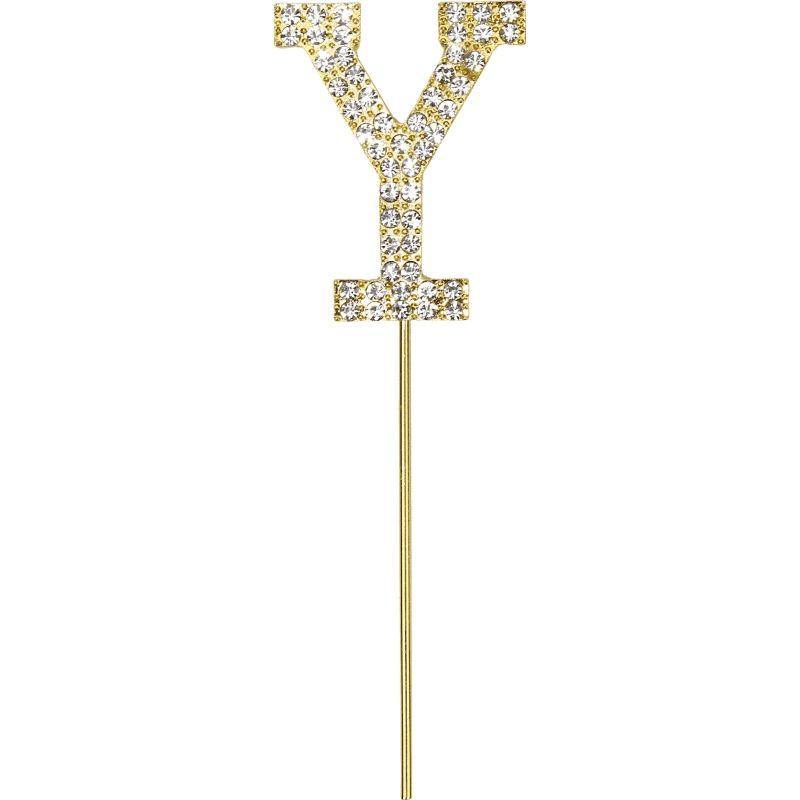 Gold Diamante Letter Y Cake Topper - 10.5cm - The Base Warehouse