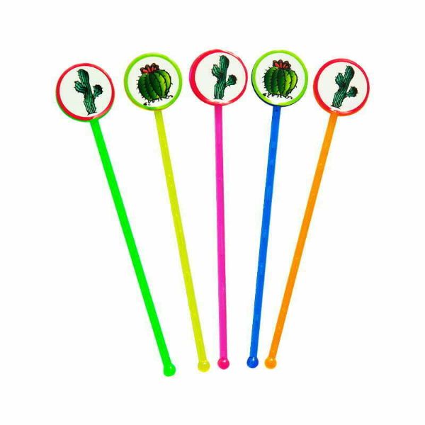 12 Pack Cactus Plastic Stirrers - 18cm