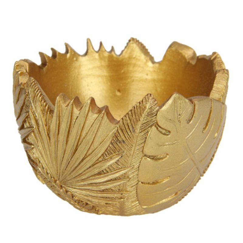 Gold Decor Leaf Pot - 13cm