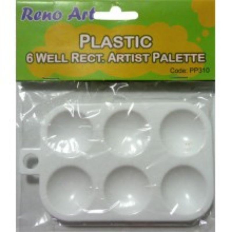 6 Well Rectangle Plastic Palette - 12.5cm x 8.4cm
