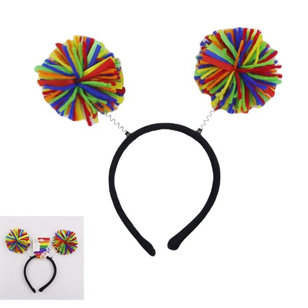 Rainbow Pom Pom Headband