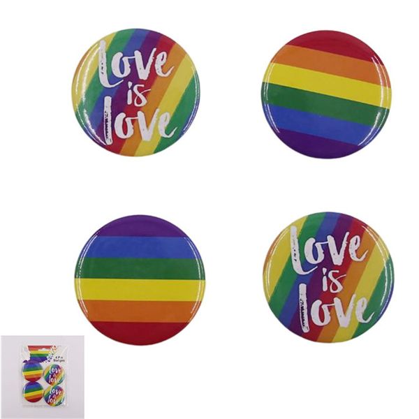 4 Pack Rainbow Pin Badge