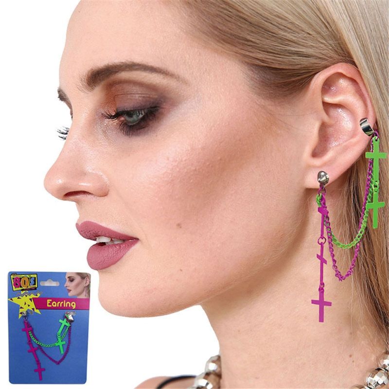 80s Pink & Green Earrings